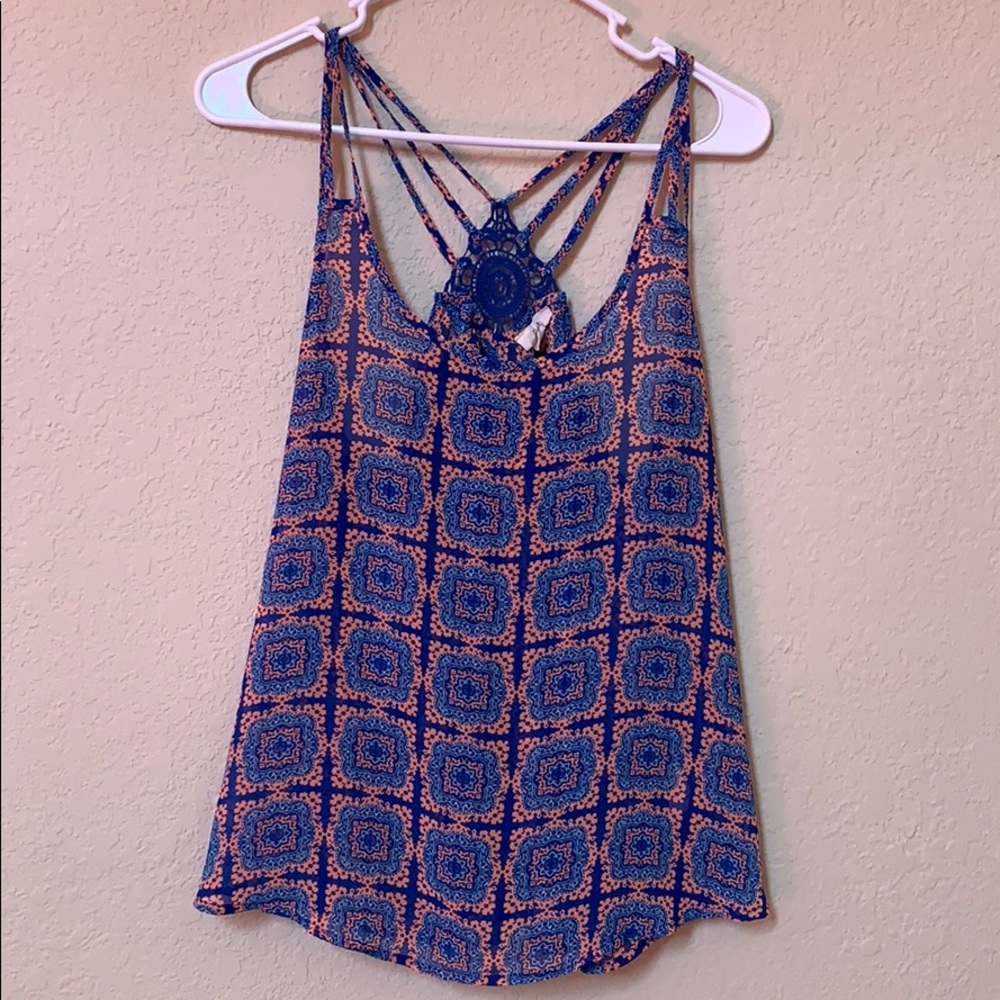 Blue & Orange Pattern tank